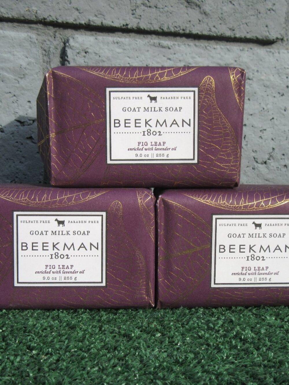 3 Brand New Beekman 1802 Fig Leaf w/ Lavender Oil Goat Milk Bar Soap 9 Ounce